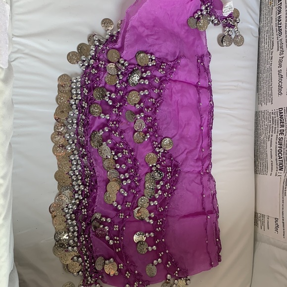 Purple black beige black blue Silver belt for belly dance with silver coins - Picture 1 of 3